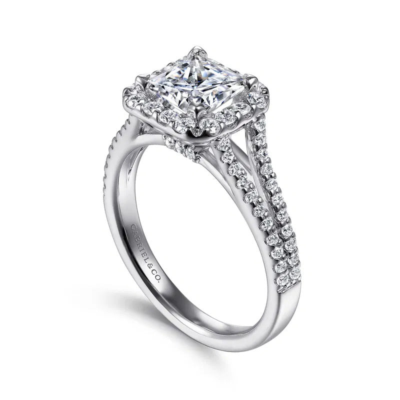 Gabriel & Co. ER7277W44JJ Savannah – 14K White Gold Princess Halo Diamond Engagement Ring – 0.54 ct