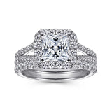 Gabriel & Co. ER7277W44JJ Savannah – 14K White Gold Princess Halo Diamond Engagement Ring – 0.54 ct