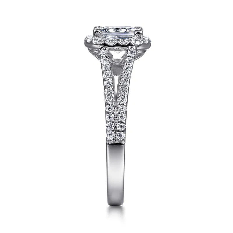 Gabriel & Co. ER7277W44JJ Savannah – 14K White Gold Princess Halo Diamond Engagement Ring – 0.54 ct