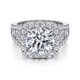 Gabriel & Co. ER12230W44JJ – 14K White Gold Cushion Halo Diamond Engagement Ring Setting (1.96 ct)