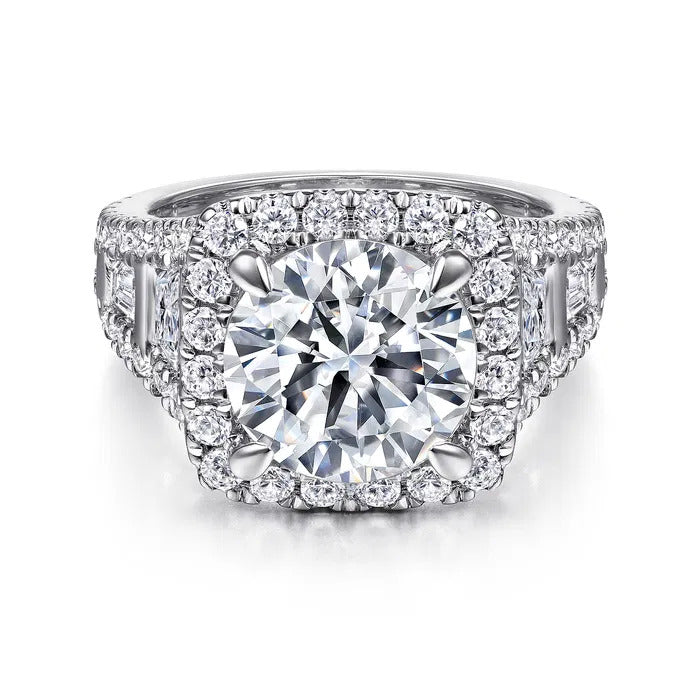 Gabriel & Co. ER12230W44JJ – 14K White Gold Cushion Halo Diamond Engagement Ring Setting (1.96 ct)