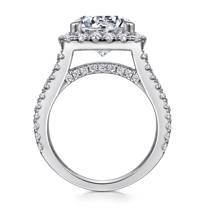 Gabriel & Co. ER12230W44JJ – 14K White Gold Cushion Halo Diamond Engagement Ring Setting (1.96 ct)