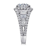 Gabriel & Co. ER12230W44JJ – 14K White Gold Cushion Halo Diamond Engagement Ring Setting (1.96 ct)