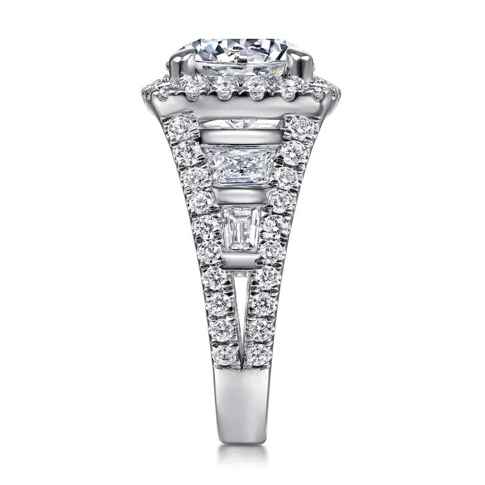 Gabriel & Co. ER12230W44JJ – 14K White Gold Cushion Halo Diamond Engagement Ring Setting (1.96 ct)