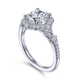 Gabriel & Co. Veronique – Unique 14K White Gold Vintage Inspired Halo Diamond Engagement Ring (ER14411R8W44JJ)