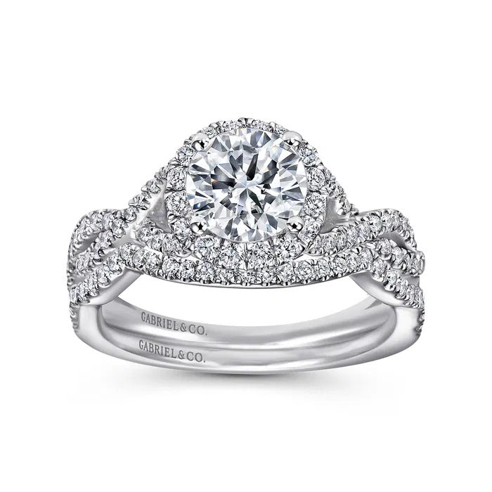 Gabriel & Co. ER7543 Marissa – 14K White Gold Round Halo Diamond Engagement Ring (0.39CTW)