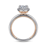 Gabriel & Co. ER16241O6T44JJ – 14K Rose Gold Oval Diamond Engagement Ring with Twisted Shank