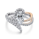 Gabriel & Co. ER13668P6T44JJ 14K White & Rose Gold Pear Shape Halo Diamond Engagement Ring