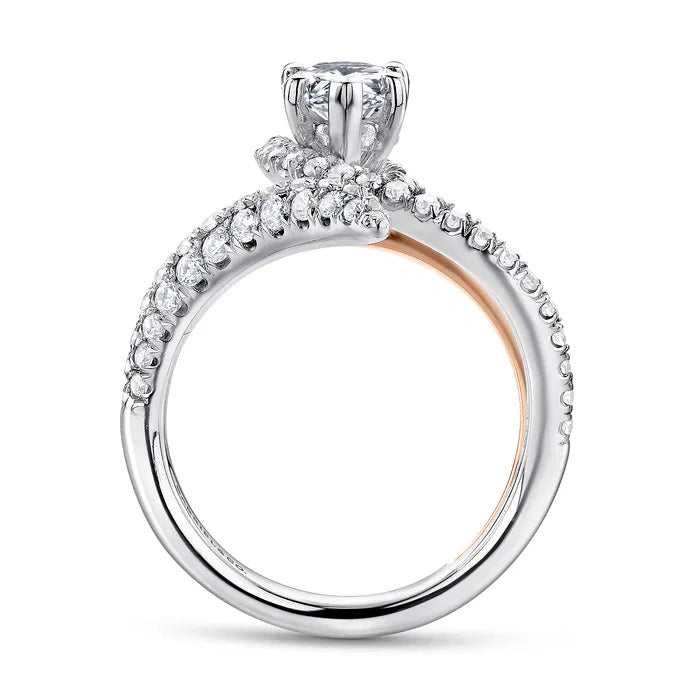Gabriel & Co. ER13668P6T44JJ 14K White & Rose Gold Pear Shape Halo Diamond Engagement Ring