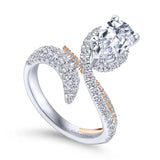 Gabriel & Co. ER13668P6T44JJ 14K White & Rose Gold Pear Shape Halo Diamond Engagement Ring