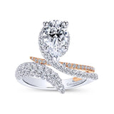 Gabriel & Co. ER13668P6T44JJ 14K White & Rose Gold Pear Shape Halo Diamond Engagement Ring