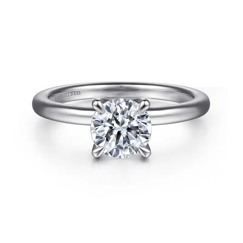 Gabriel & Co. Evelynn ER15802R4W44JJ – 14K White Gold Round Solitaire Diamond Engagement Ring