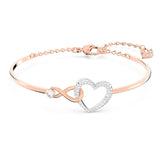 Swarovski Infinity Heart Bangle 5518869 – White Crystals, Mixed Metal Finish, Adjustable Bracelet