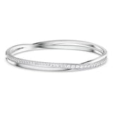 Swarovski 5572726 Twist Bangle – Rhodium Plated, White Crystals