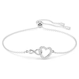 Swarovski Infinity Heart Bracelet 5524421 – Rhodium Plated, White Crystals, Adjustable Chain