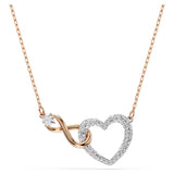 Swarovski Infinity Heart Necklace 5518865 – White Crystals, Mixed Metal Finish, Romantic Pendant