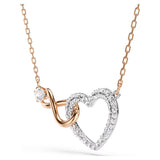 Swarovski Infinity Heart Necklace 5518865 – White Crystals, Mixed Metal Finish, Romantic Pendant