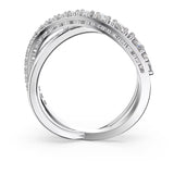 Swarovski 5563911 Hyperbola Twist Ring – White Crystals, Rhodium Plated