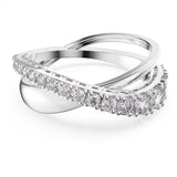 Swarovski 5572718 Twist Ring – Round Cut White Crystals, Rhodium Plated