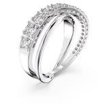 Swarovski 5572718 Twist Ring – Round Cut White Crystals, Rhodium Plated