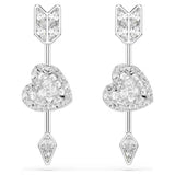 Swarovski Idyllia drop earrings Mixed cuts, Heart with arrow, White, Rhodium plated 5749602