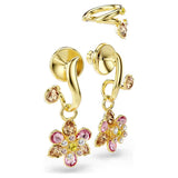 Idyllia earrings Set (3), Mixed cuts, Flower, Multicolored, Gold-tone plated