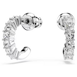 Mini Hoop hoop earrings Round cut, White, Rhodium plated