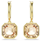 Swarovski Millenia drop earrings Square cut, Caramel, Gold-tone plated