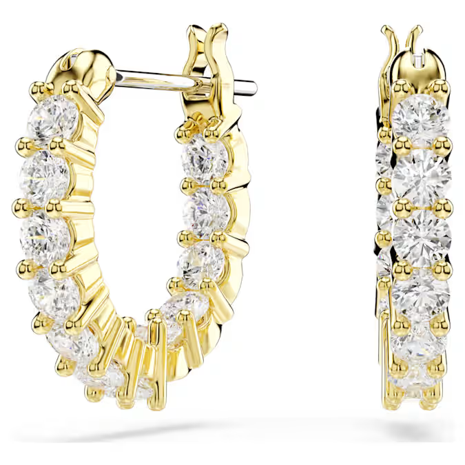 Swarovski Matrix Vittore hoop earrings Round cut, White, Gold-tone plated