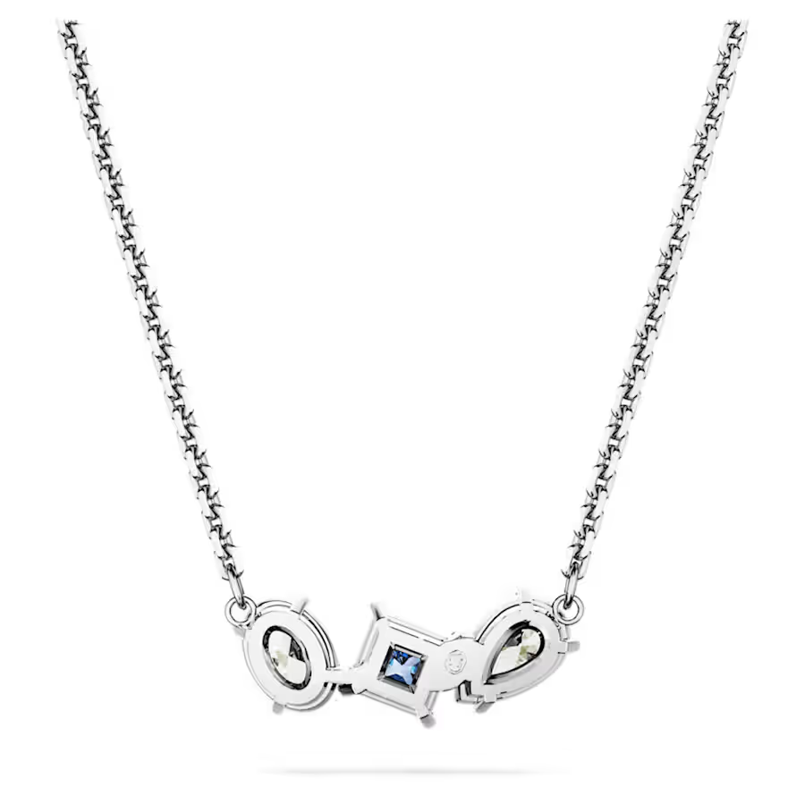 Mesmera pendant Mixed cuts, Blue, Rhodium plated