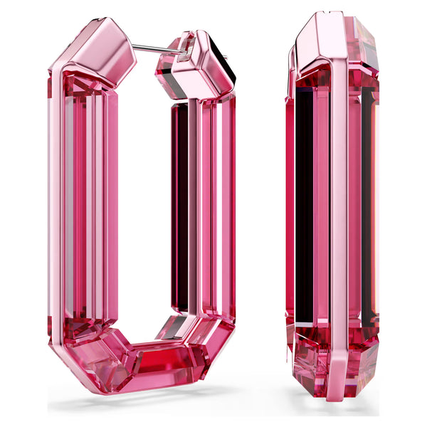 Swarovski 5633955 Lucent Hoop Earrings – Octagon Shape, Pink Crystal, Statement Design
