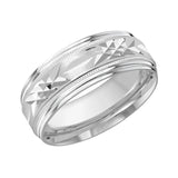 Malo Bands M3-007-8W-01 – 8mm White Gold Carved Wedding Band