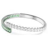 Swarovski Matrix bangle Mixed cuts, Green, Rhodium plated