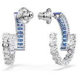 Swarovski Matrix hoop earrings Mixed cuts, Blue, Rhodium plated