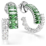 Swarovski Matrix hoop earrings Mixed cuts, Green, Rhodium plated