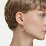 Swarovski Matrix hoop earrings Round cut, White, Gold-tone plated 5750620