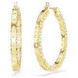Swarovski Matrix hoop earrings Round cut, White, Gold-tone plated 5750620