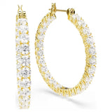 Swarovski Matrix hoop earrings Round cut, White, Gold-tone plated 5750620