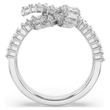 Swarovski Matrix ring Baguette cut, Knot, White, Rhodium plated