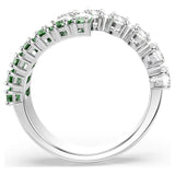 Swarovski Matrix ring Mixed cuts, Green, Rhodium plated