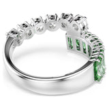 Swarovski Matrix ring Mixed cuts, Green, Rhodium plated