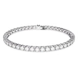Matrix Tennis bracelet Round cut, White, Rhodium plated