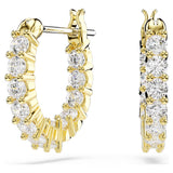 Swarovski Matrix Vittore hoop earrings Round cut, White, Gold-tone plated