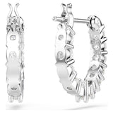 Swarovski 5562126 Vittore Mini Hoop Earrings – White Crystals, Rhodium Plated