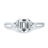 Classic Three Stone Emerald Cut Center Engagement Ring