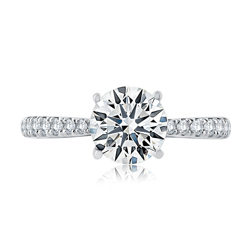 Tapered Diamond Pavé Engagement Ring with Quilted Interior