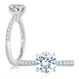 Tapered Diamond Pavé Engagement Ring with Quilted Interior