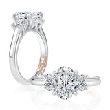 Classic Trellis Three Stone Round Diamond Engagement Ring