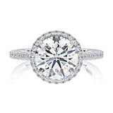 Classic Round Center Diamond Engagement Ring with a Round Shaped Diamond Halo