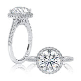 Classic Round Center Diamond Engagement Ring with a Round Shaped Diamond Halo